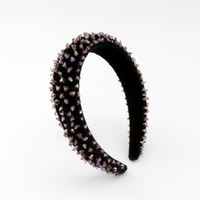 DREAM FASHION Serre-tête personnalisé en velours noir fait main, style doux, avec strass de haute qualité, accessoires pour cheveux pour femmes