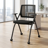 Chaises de conférence pliantes modernes pour hôpitaux avec dossier en maille et assise en tissu, chaise de formation avec tablette d'écriture