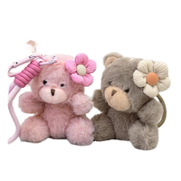 En gros, Porte-clés lumineux en peluche ours fleur mini dessin animé, Kawaii, doux, écologique et durable, breloque de sac