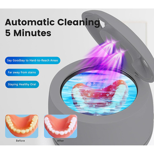 Nettoyeur de prothèses dentaires électrique domestique 45 kHz UV tactile, petit nettoyeur ultrasonique pour gouttières et têtes de brosses à dents - Product Image 2
