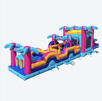 Parcours d'obstacles aquatique gonflable Teal Rippling Rush de 30 pieds pour le plaisir estival et les attractions des parcs d'attractions