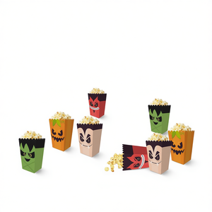 Set di 12 Scatole per Popcorn di Halloween con Stampa Digitale, Contenitori per Snack e Decorazioni per Feste - Product Image 1