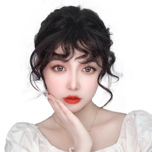 Peluca de cabello natural con rizos de lana, flequillo corto y rizado, parche de reemplazo capilar natural para la frente para mujeres - Product Image 3