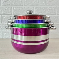 Ensemble de casseroles de cuisine 4 pièces en acier inoxydable coloré, compatible gaz et induction
