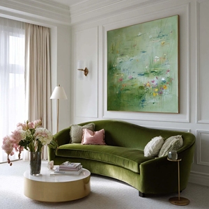 Grande peinture murale encadrée verte, art abstrait, peinture à l'huile texturée 3D faite à la main, décoration de <span class=keywords><strong>salon</strong></span>, peinture sur toile de jardin aquatique - Product Image 2