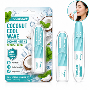 Inhalador Nasal Coconut Cool Wave Smile Face 2 <span class=keywords><strong>en</strong></span> 1 con Doble Orificio para Aplicación <span class=keywords><strong>de</strong></span> Aceites Esenciales, Aroma Tropical Fresco, Proveedor <span class=keywords><strong>de</strong></span> Exportación B2B al por Mayor - Product Image 1
