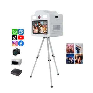 DSLR Photobooth kabuk makinesi Selfie istasyonu Kiosk DNP HITI yazıcı anında baskı dokunmatik ekran monitörlü kamera fotoğraf kabini kutu
