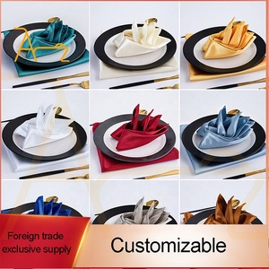 Serbet dekorasi meja makan serbet kain mulut poliester warna Restoran kualitas tinggi kustom profesional untuk pernikahan - Product Image 3