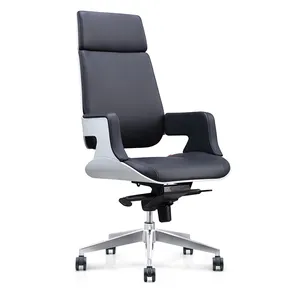Almanya tasarım Costom ABS geri hakiki deri yüksek geri döner hakiki yönetici patron döner deri sandalye