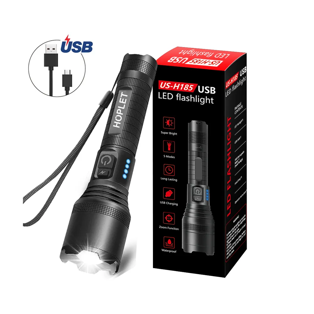 Linterna LED recargable por USB para ciclismo, antorcha táctica de alta potencia, tipo C, 2500 lúmenes, XHP60