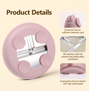 Piatto in Acciaio Inox 304 da 8 Pollici per Bambini, Adatto al Microonde, <span class=keywords><strong>con</strong></span> Base in Silicone e <span class=keywords><strong>Ventosa</strong></span> - Product Image 6