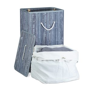 Panier à linge en bambou avec couvercle, sacs à linge assortis, sacs à linge en coton lavables - Product Image 2