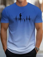 T-shirt sportif dégradé pour homme, imprimé par transfert thermique, en tissu mesh, séchage rapide, anti-UV, à manches courtes