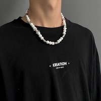 Kalung liontin Chunky pria, perhiasan rantai klavikula kepribadian kalung Hip Hop Stainless Steel untuk pria