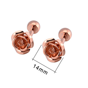 Mancuernillas <span class=keywords><strong>de</strong></span> Camisa Francesas <span class=keywords><strong>de</strong></span> Lujo para Hombre, con Diseño <span class=keywords><strong>de</strong></span> Rosa y <span class=keywords><strong>Pie</strong></span> Redondo <span class=keywords><strong>de</strong></span> Latón, para Bodas - Product Image 2
