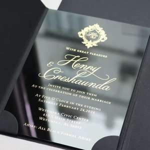 Sobre de invitación de boda de terciopelo negro personalizado 5x7 Triple bolsillo regalo para ocasiones especiales - Product Image 4