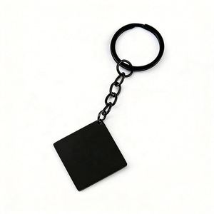 Personalized Customization <b>square</b> Shaped Laser Engraving logo Printing Photo Blank Material Metal Stainless Steel Keychain - Product Image 5
