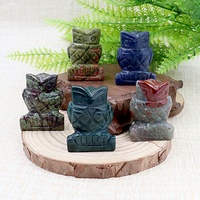 Vente en gros de figurines de hibou de nuit en pierre de cristal naturelle de 1,5 pouce, sculptées à la main, décoration de la maison et du bureau, sagesse, protection, cadeau spirituel