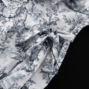 Robe Femme Personnalisée avec Logo, Manches Longues, Imprimé Numérique, Manches Bulles, Col Montant, Nœud, Jupe Vintage Évasée, Printemps-Automne - Product Image 6