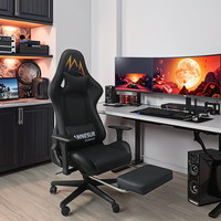 Fauteuil de gaming de luxe inclinable ergonomique en similicuir, pivotant, avec vérin à gaz à 3 positions, hauteur réglable et structure en acier