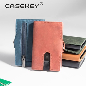 Casekey Vintage Classic Real Cow Leather Card Holder <b>Rfid</b> Business Pop up case Mini Smart Leather <b>Wallet</b> <b>for</b> <b>Men</b> - Product Image 2