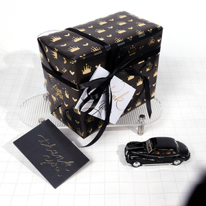 High Quality Wholesale 80g 43*300cm <b>Black</b> Gold Packaging <b>Paper</b> Gift <b>Wrapping</b> <b>Paper</b> - Product Image 2
