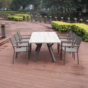 Tavolo da pranzo e sedia da giardino in vendita a buon mercato prezzo di fabbrica in alluminio per esterni sedie impilabili