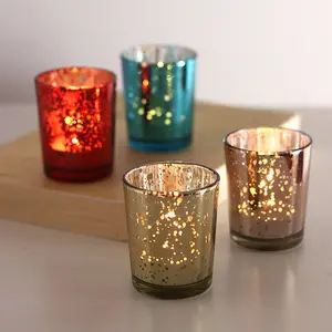 Porte-bougies en verre ambré, porte-bougies en verre doré, lanternes, bocaux pour la fabrication de bougies, vente en gros
