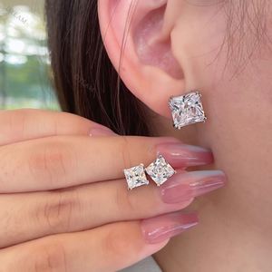 Boucles d'oreilles clous de mariée Dylam, grandes et carrées, en argent sterling 925, avec pierres CZ 5A étincelantes, bijoux de luxe pour femme - Product Image 6