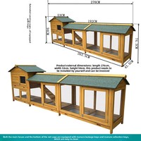 Jaula y Casa para Conejos Echo Outdoor, Gallinero y Nido para Palomas, Resistente a la Lluvia y a la Corrosión, Estructura de Madera de Abeto, Modelo 75