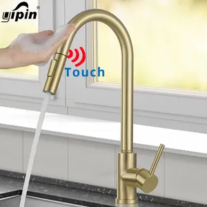Rubinetto da cucina estraibile flessibile robinet de cuisine ottone oro nero rubinetto per lavello da cucina rubinetto con sensore tattile cucina