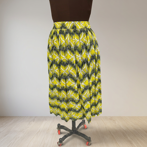 Falda Maxi con Estampado Zig-Zag en Línea A para Mujer, Cintura Elástica, 100% Algodón, Estilo Urbano, Informal, Verano, Transpirable, Amarillo, Negro, Blanco - Product Image 2