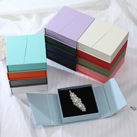Boîte à bijoux de luxe ouverte au centre, personnalisée, en carton, faite à la main, avec couvercle magnétique, pour boucles d'oreilles, colliers et bracelets