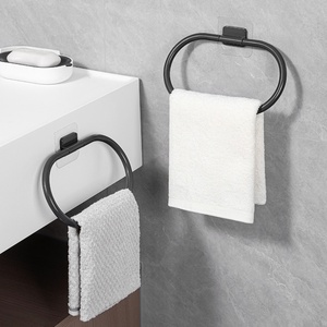 Luxury <b>Wall</b> Mounted Towel Holder Top Selling Products Self <b>Adhesive</b> Mount Hand Ring Racks <b>Hooks</b> Brushed Towels Holder - Product Image 1