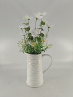 Fleur artificielle de marguerite en gros avec vase en porcelaine, décoration d'intérieur, ornement de table, fausses fleurs