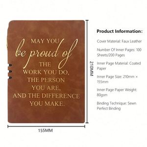 Customized A5 <b>Notebook</b> Soft Skin Leather Cover 100 Sheets Printed Planner Business Office Handwriting Meeting Minutes <b>Diary</b> - Product Image 6