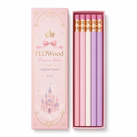 FLOWood Série Princesse – Lot de 5 Crayons Graphite HB avec Gomme Rose et Virole Or Rose – Coffret Cadeau pour Filles et Enfants – Fournitures Scolaires