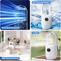Ventilateur de table électrique domestique pliable sans pales, rechargeable par USB, avec contrôle de refroidissement personnalisé