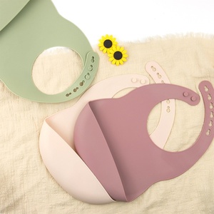 Silicone Baby Bib <b>Waterproof</b> Adjustable Neck Soft Custom Color Toddler Kids Mealtime <b>Apron</b> Custom Logo Wholesale - Product Image 2