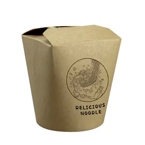 Custom Printed Disposable Food Packaging Lunch Boxes Spaghetti Pasta Kraft Paper Box