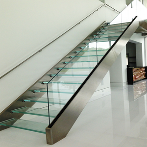 Paneles de cristal laminados esmerilados antideslizantes, escalones de acero inoxidable, cantidad de metal, mono stringer, escalera, precios - Product Image 3