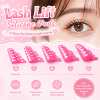 BLACKWINGS Coussinets auto-adhésifs en silicone à motif de points pour rehaussement de cils, 5 paires, 5 tailles, 7 couleurs, réutilisables, protections pour permanente, tiges à kératine
