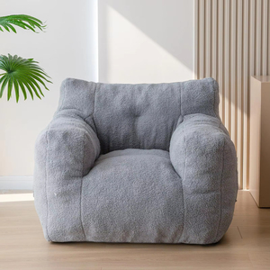 Frameless Sherpa <strong>Boucle</strong> Tufted <strong>Bean</strong> <strong>Bag</strong> Premium Quality for Living Room With Reading Pocket Teddy Lazy Sofa Compressible Sofa - Product Image 2