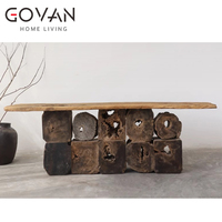 Wabi Sabi Table basse en bois antique naturel Hôtel en bois vieilli de qualité
