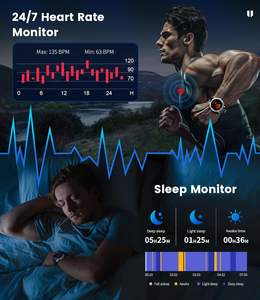 Slimme horloges Heren Android Wear 1.0 1.43 inch AMOLED-display Sporthorloge 123 sportmodi Zaklamp Siliconen band Fitness Tracker - Product Image 6