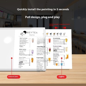 Moderno LED pubblicità scatola di luce per il latte negozio di tè luminoso verticale <span class=keywords><strong>Display</strong></span> Menu Rack listino prezzi Snack tavolo ordine Bar - Product Image 2