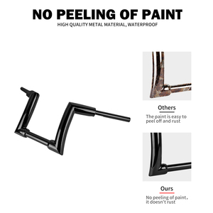 Guidon de moto de qualité pour marché secondaire, 10 pouces, noir brillant, type Ape Hanger, 1,25 pouces, pour Softail Sportster, Description 100 - Product Image 1