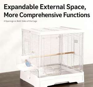 Gabbie per Uccelli <span class=keywords><strong>Decorative</strong></span> di Lusso Stile Villa a Fili Orizzontali per Uccelli Pappagalli Piccioni Classiche in Ferro con Bottone in Plastica Solide Calde e Traspiranti - Product Image 4