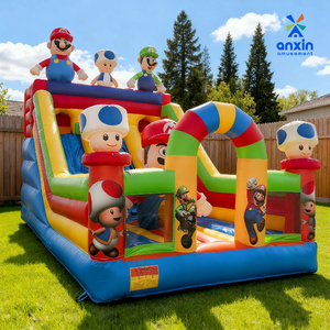 Thương mại 0.55 mét Plato an toàn bền <span class=keywords><strong>Inflatable</strong></span> Jumper dài sử dụng thời gian 8*6 M <span class=keywords><strong>Inflatable</strong></span> thư bị trả lại nhà với đôi trượt cho thuê - Product Image 1
