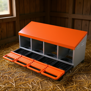 Caja de Nidificación para Gallinas, 4 Compartimentos, Metálica, Resistente a la Corrosión, Plataforma de Nidificación Inclinada para Avicultura - Product Image 2